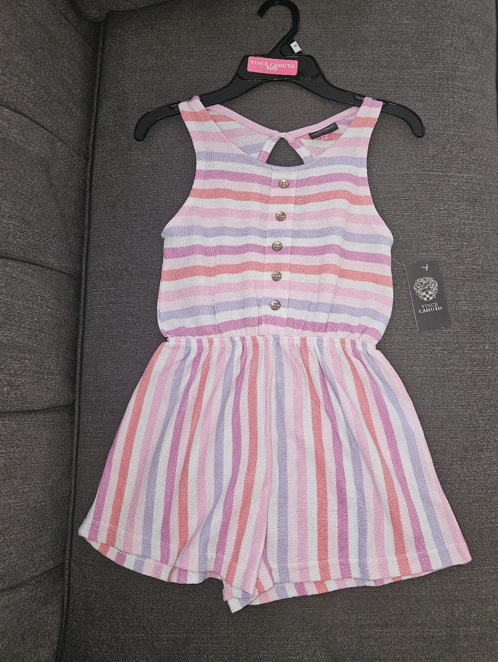 NWT Striped Pastel Romper - Pink / Melon/Lavender - Kids Size 10
